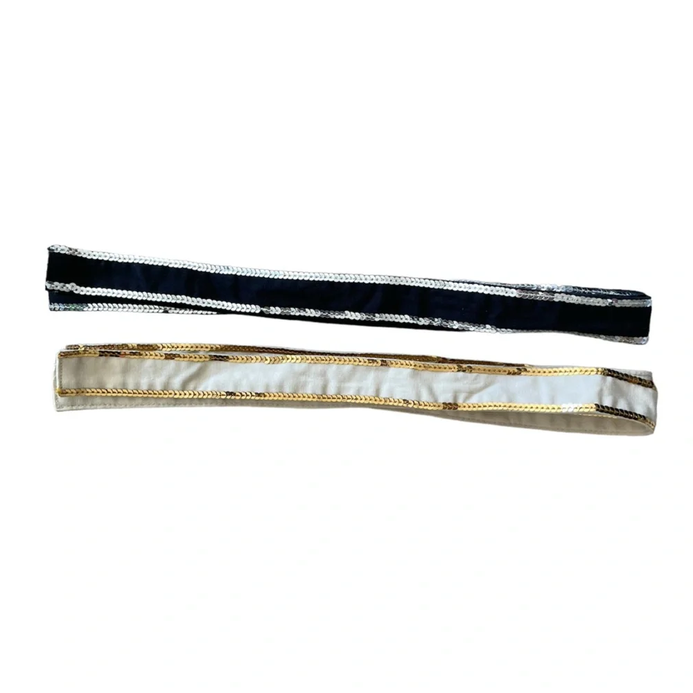 Two Kids’ Black and Beige Sequins Belts